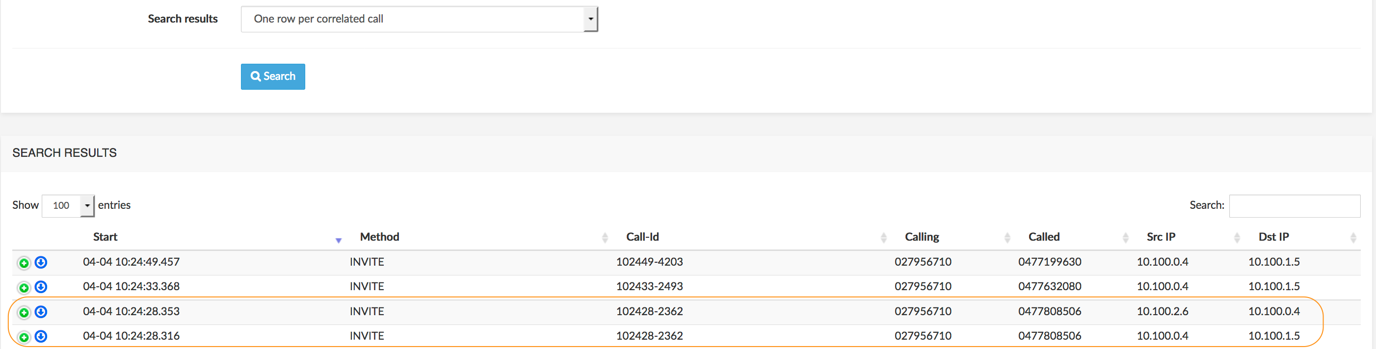 Call flow for correlated call - No
correlation