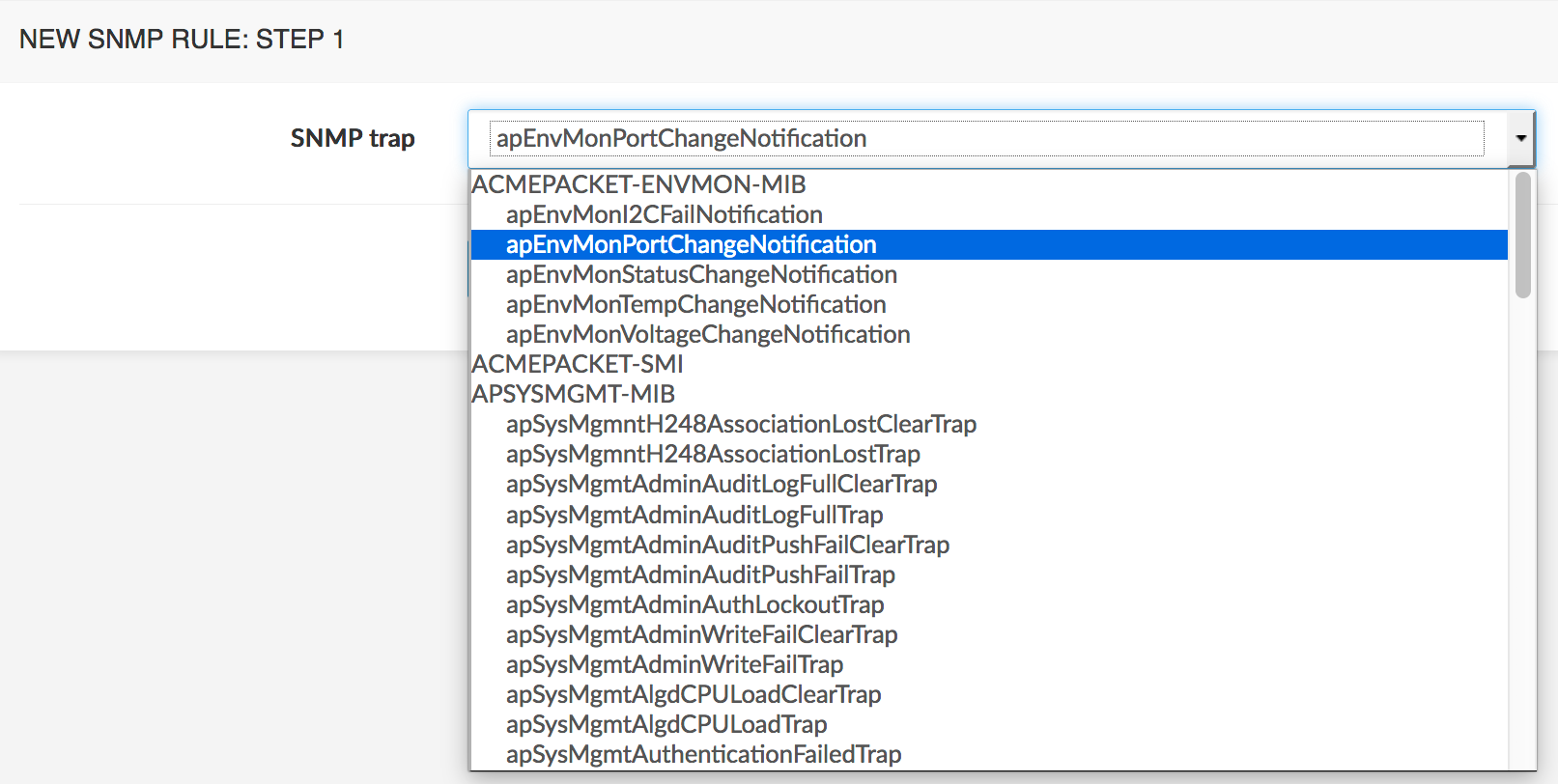 New SNMP Rule: Step
1