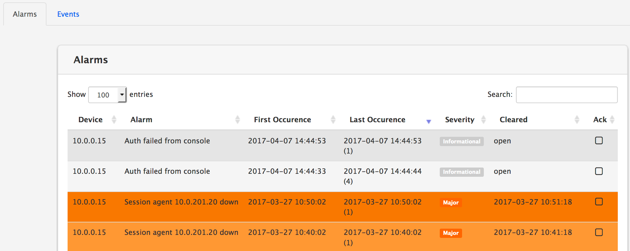 SNMP Alarms
Browser