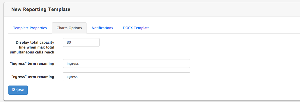 DOCX Reporting Template → Charts Options
tab