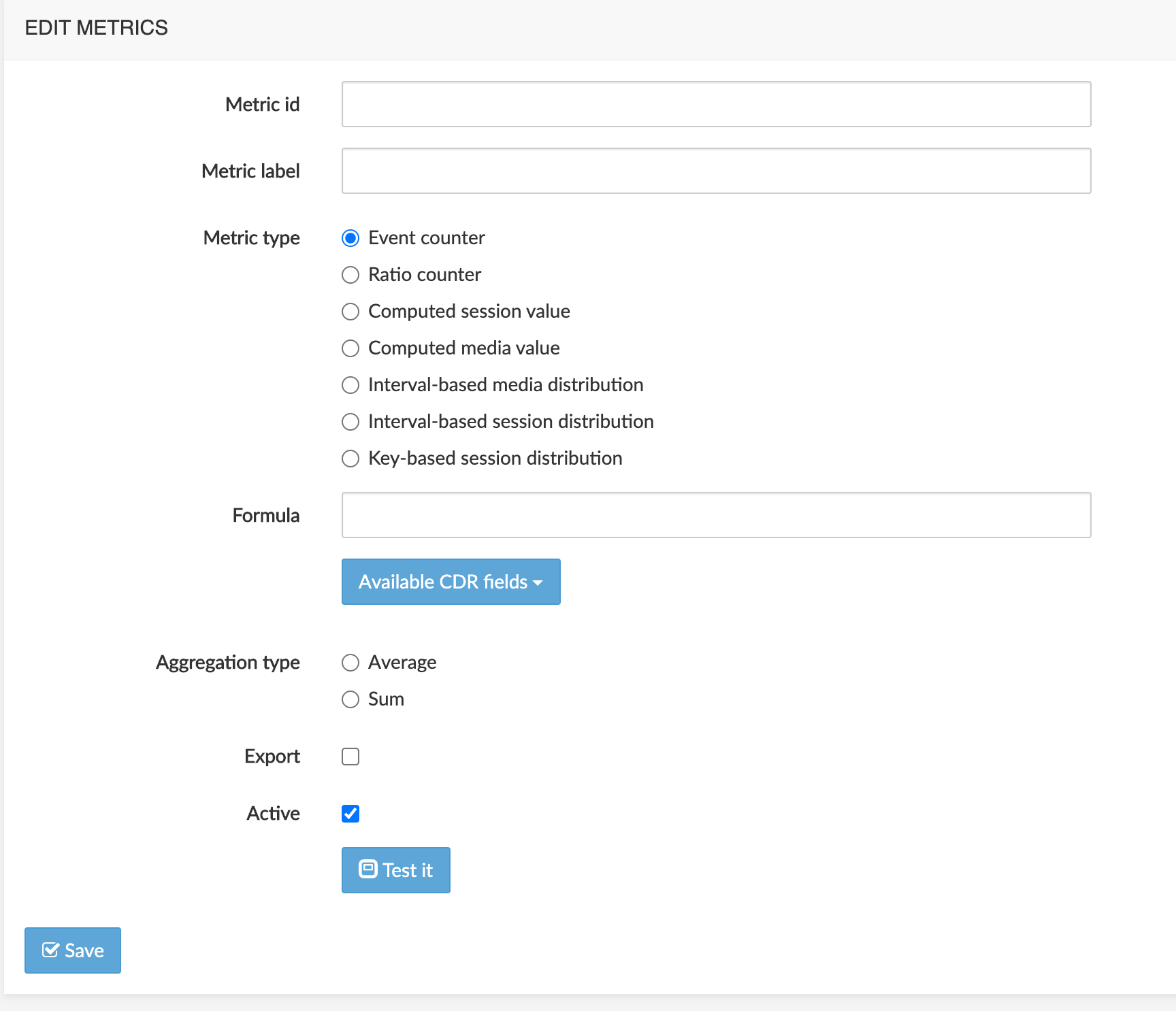 + New Metric → Edit Metrics →
Metrics