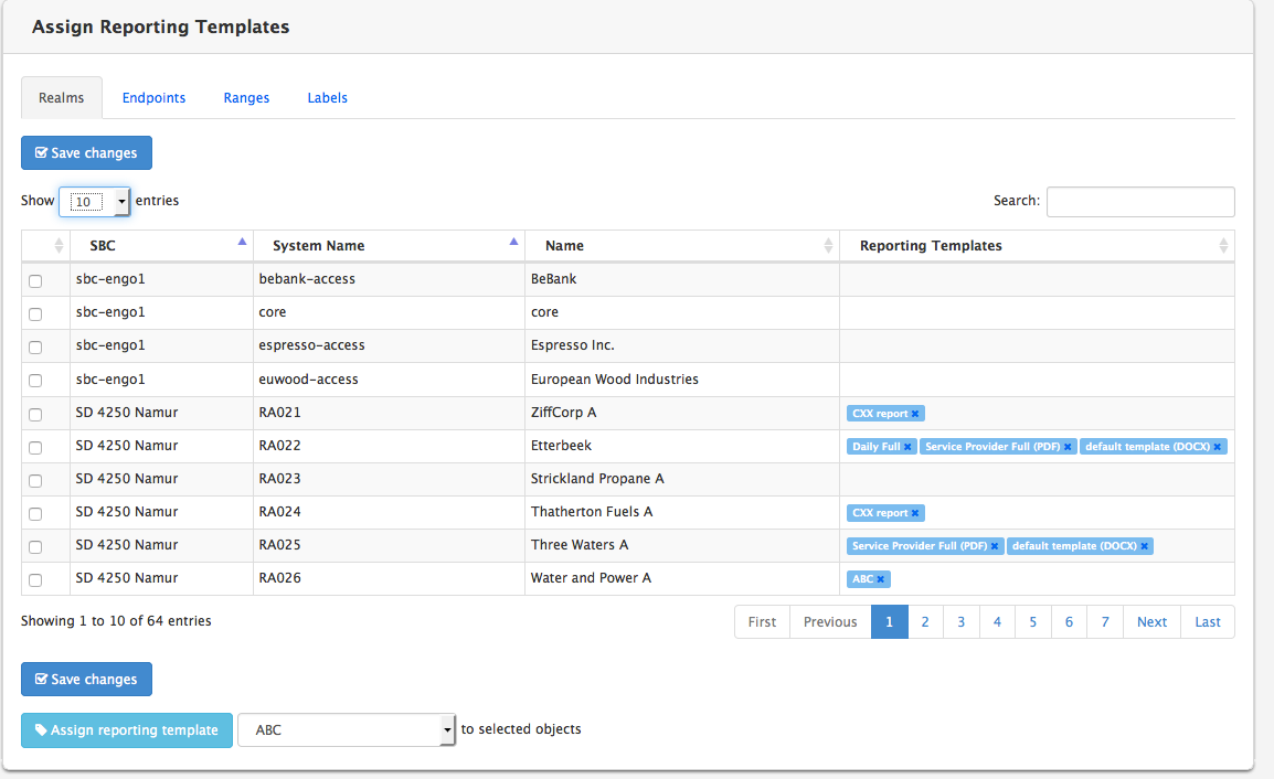 Realms - Reporting Templates Assignment
Matrix